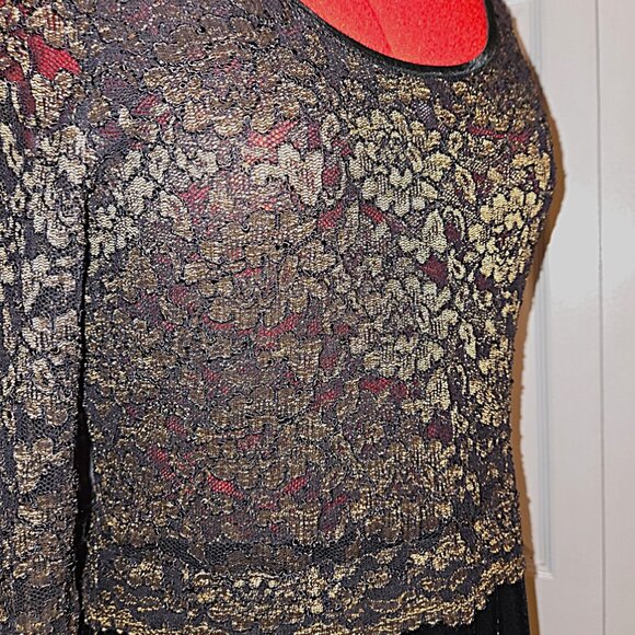 Jeremy Scott Braemar Gold Laced & Black Velvet Gown - Size 14 - Picture 2 of 7